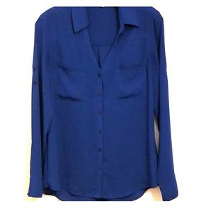 Royal blue Express Portofino slim fit shirt